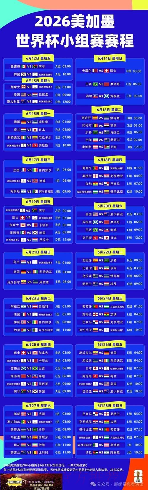 2026世界杯小组赛赛程高清版实时赛程直播平台 2026世界杯小组赛赛程高清版实时赛程直播平台